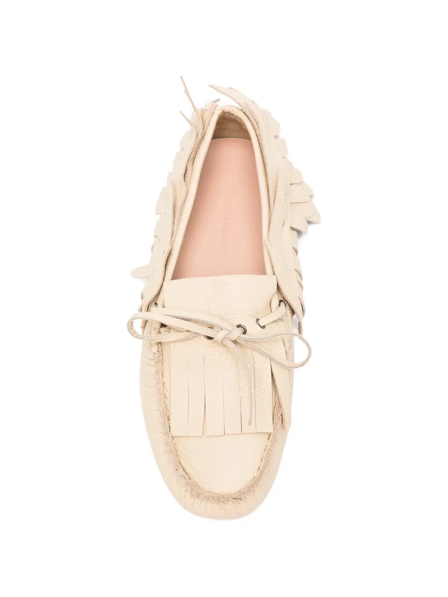 feather-embellished fringed shoes 7