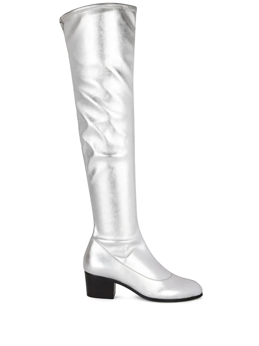 metallic-silver knee-length boots 1