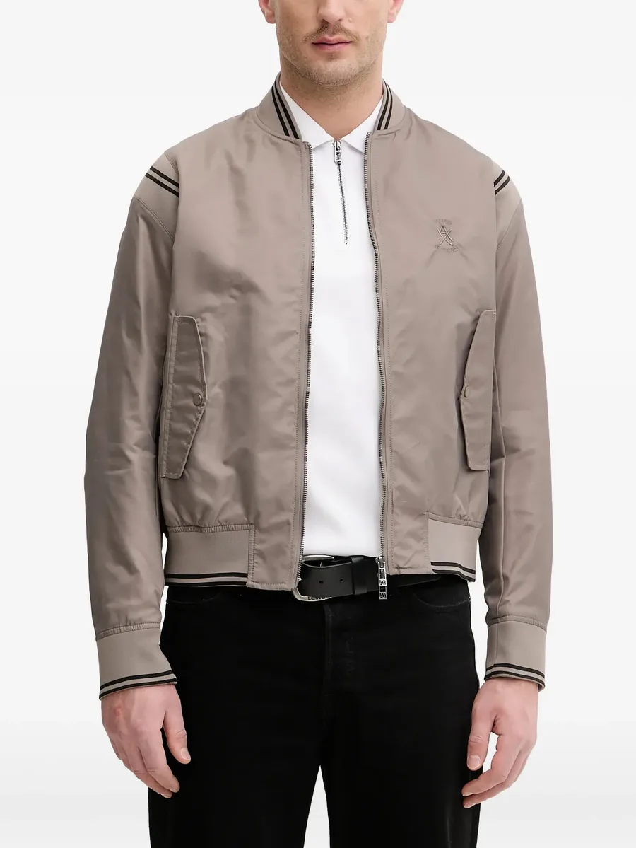 logo-embroidered bomber jacket 1