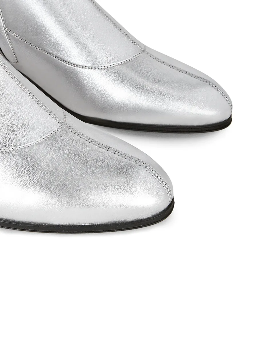 metallic-silver knee-length boots 7