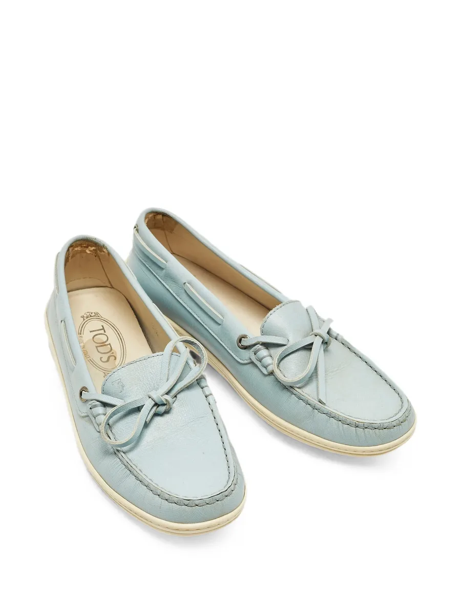 bow-detail Saffiano leather loafers 3