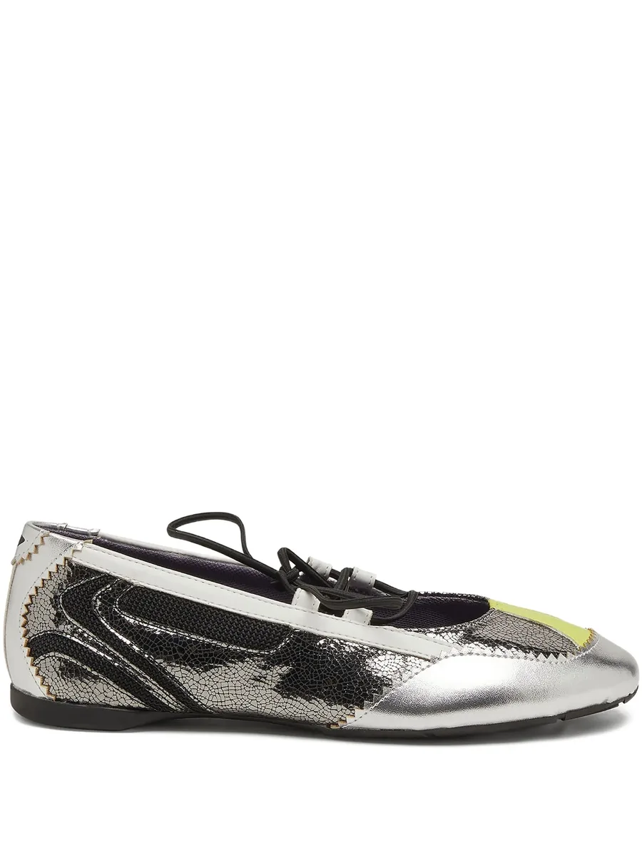 D-Mile-metallic lace-up ballet flats 2