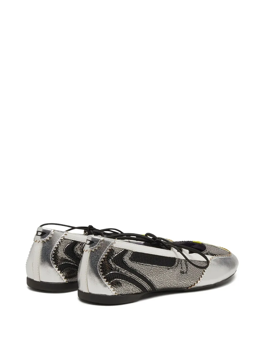 D-Mile-metallic lace-up ballet flats 5