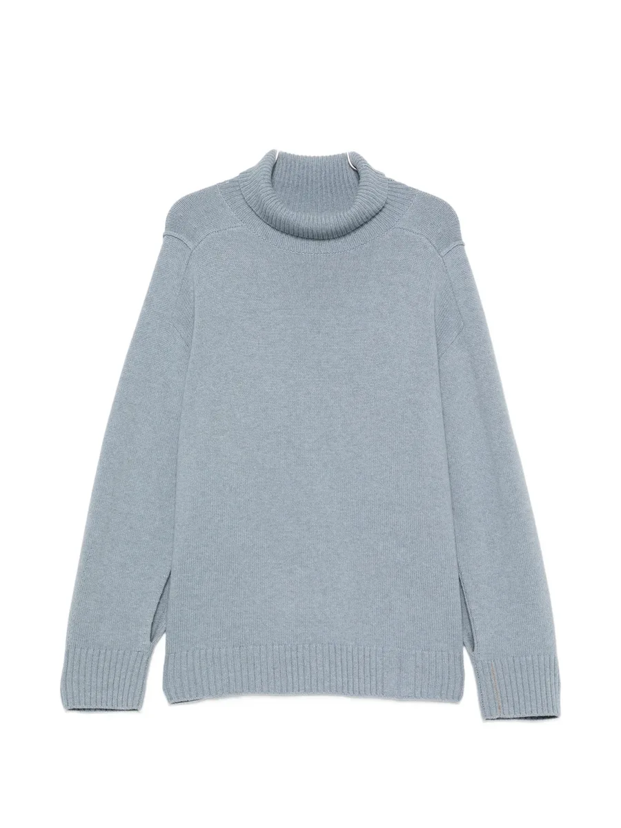 split-sleeve high-neck sweater 1