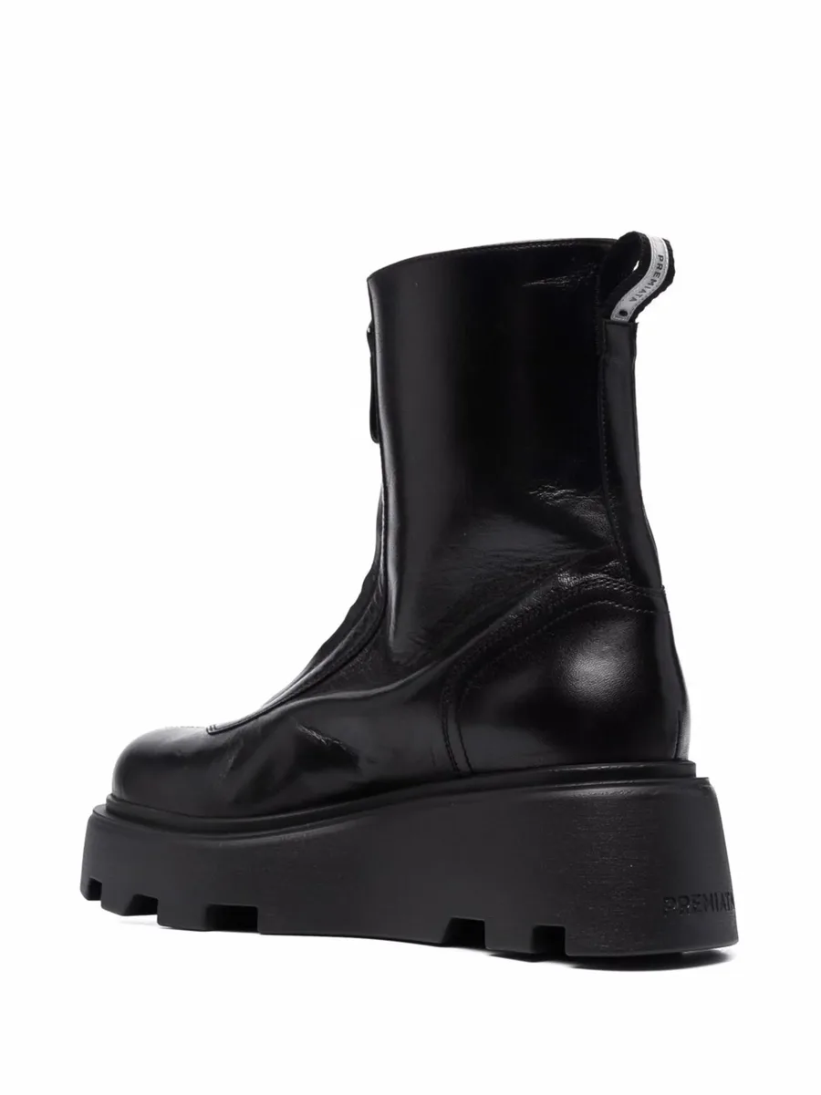 zip-front chunky leather ankle boots 5
