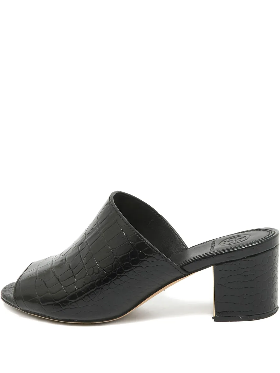 50mm croc-embossed leather mules 1