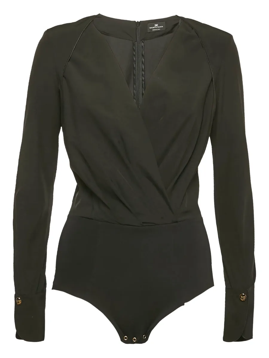 wrap-effect long-sleeve bodysuit 1