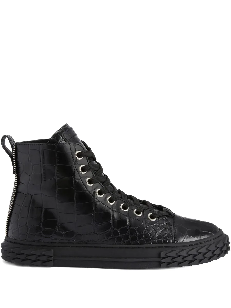 Blabber crocodile-effect lace-up sneakers 1
