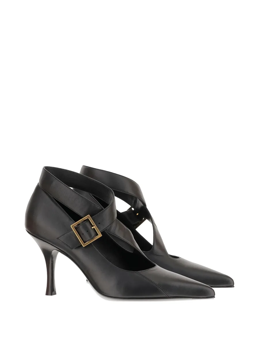 85mm leather heeled pumps 4