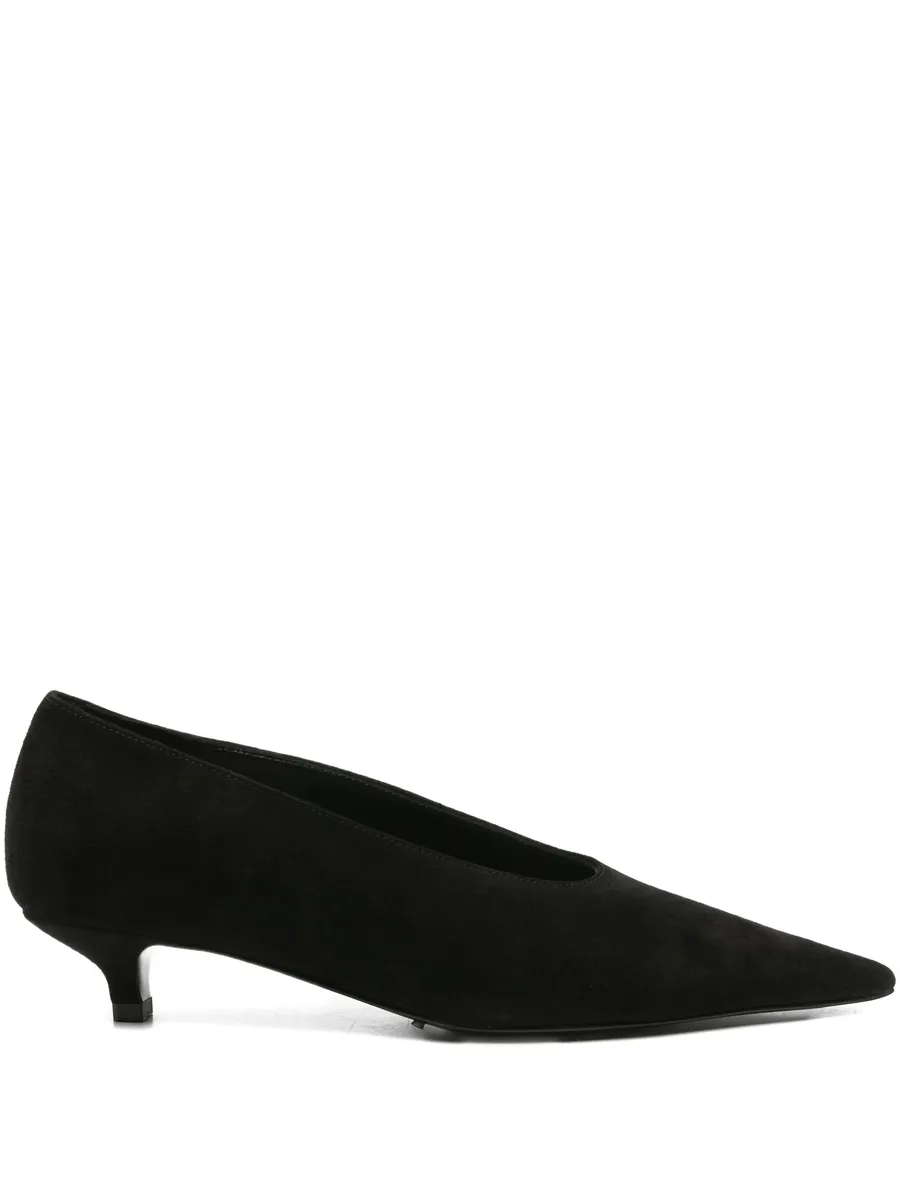 sharp suede kitten pumps 1