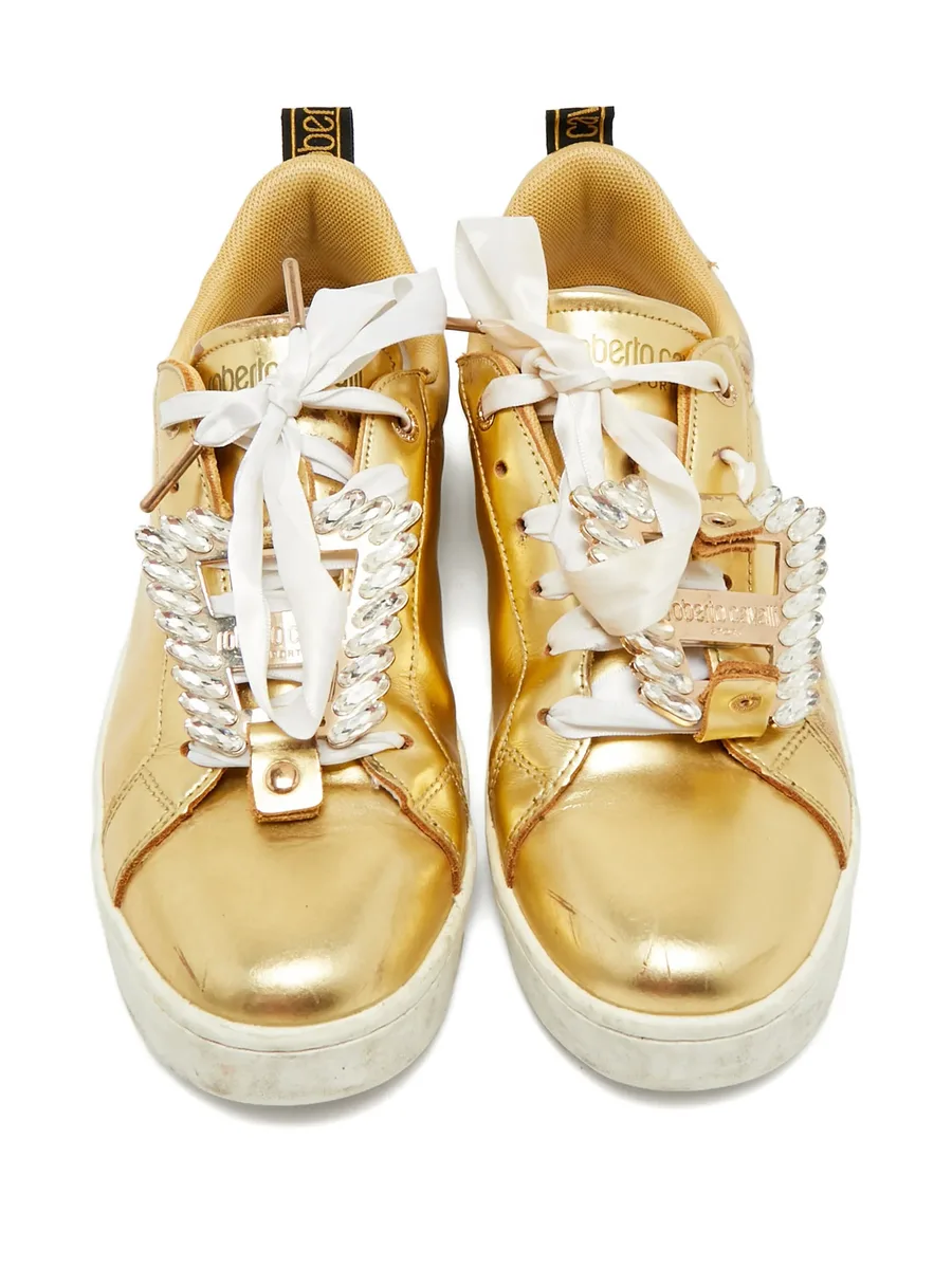 crystal-embellished leather sneakers 5