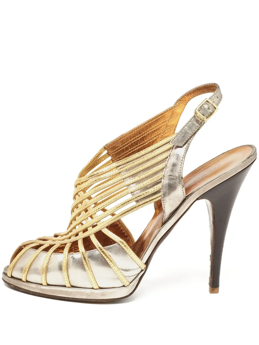 100mm leather heeled sandals 1