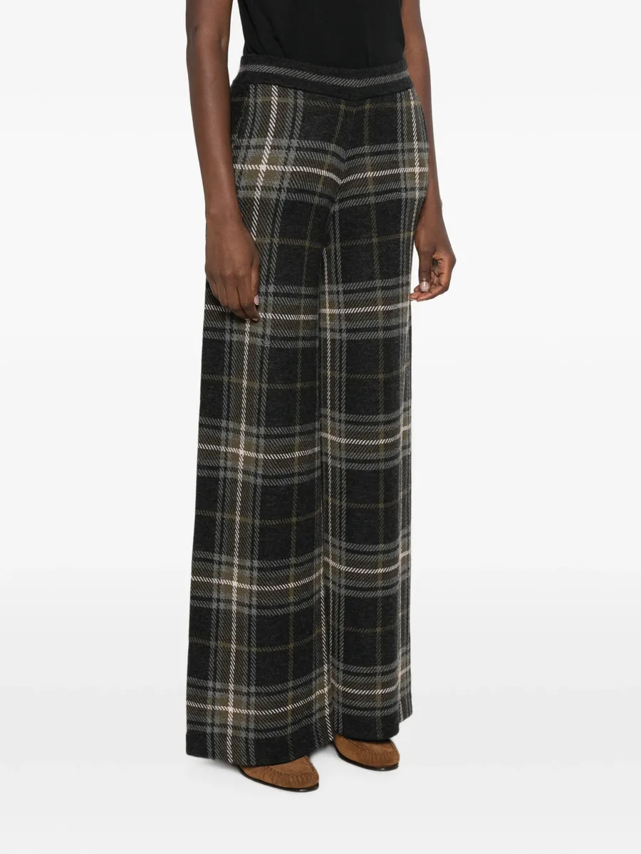 tartan-jacquard palazzo pants 3