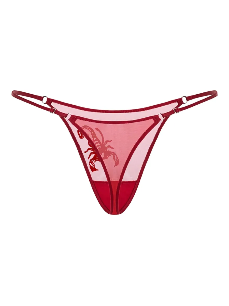 Scorpio-embroidery tulle thong 4