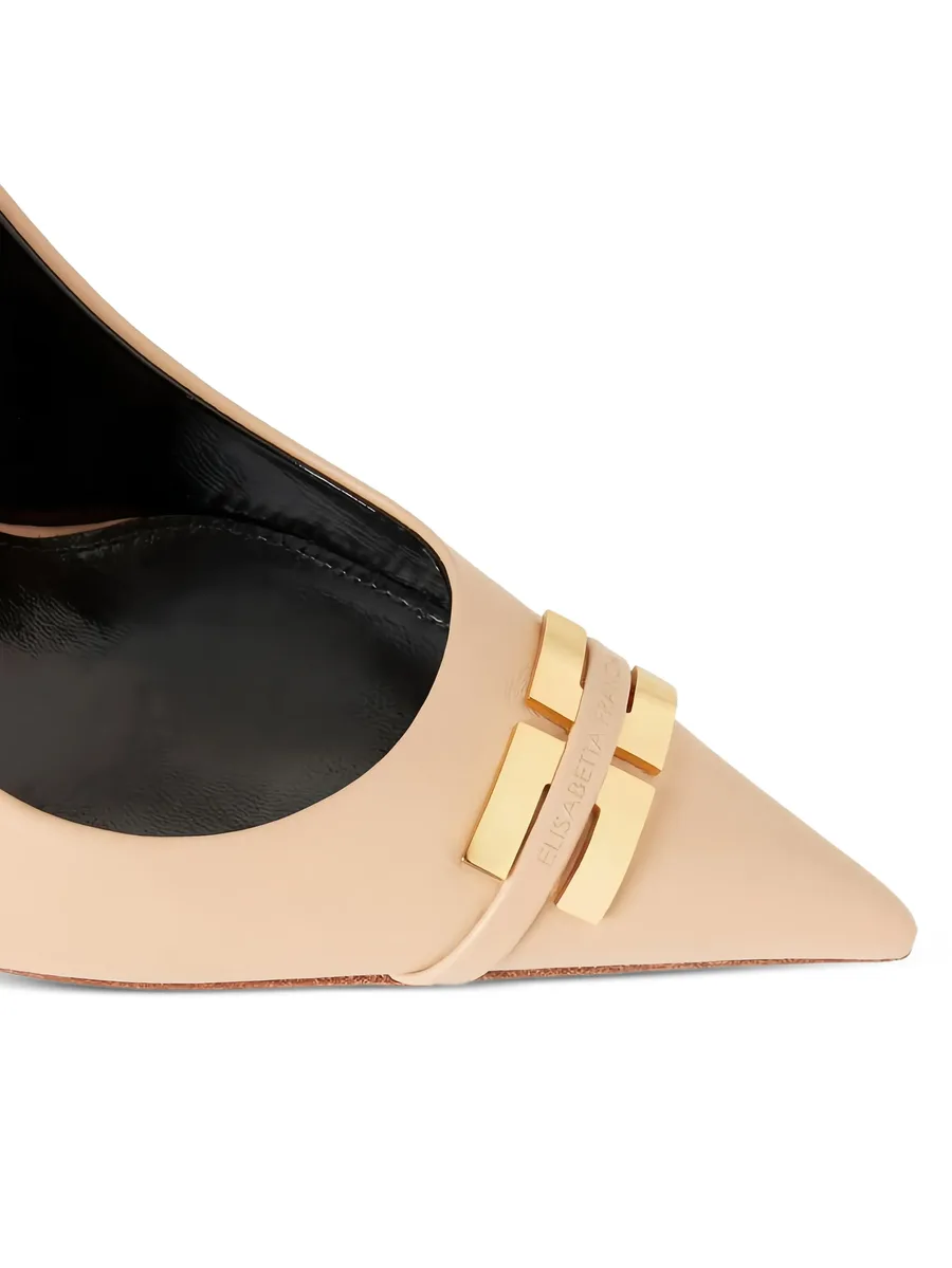 leather pumps with logo detail 7