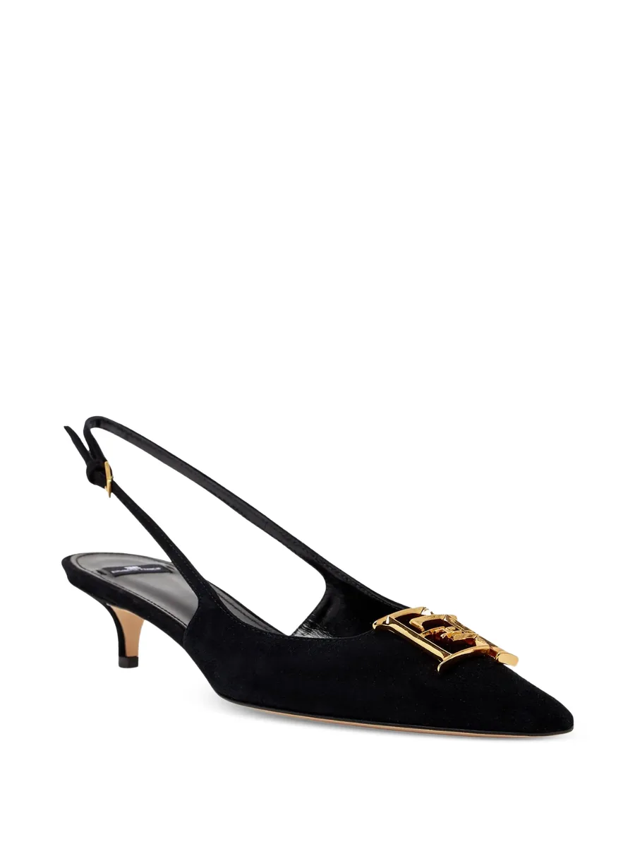 suede slingback pumps with logo detail 3