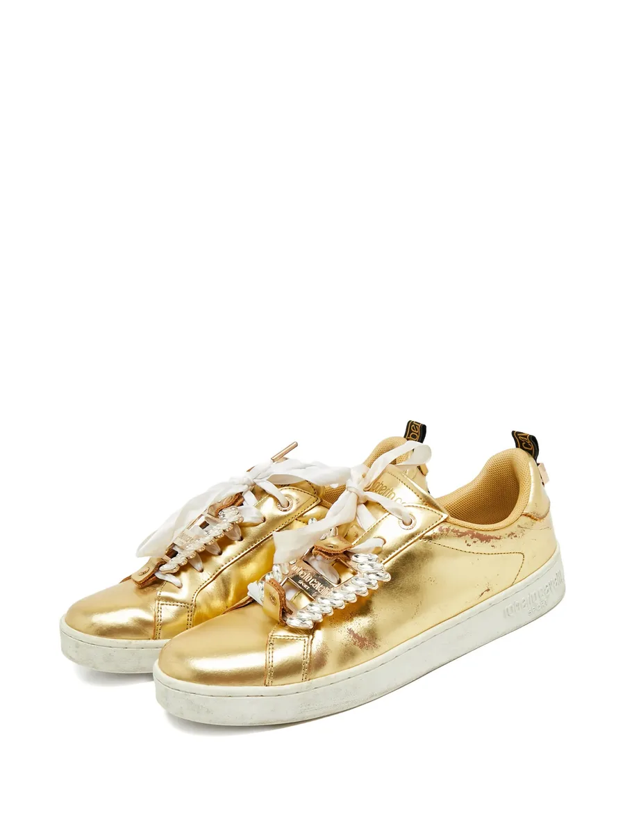crystal-embellished leather sneakers 3