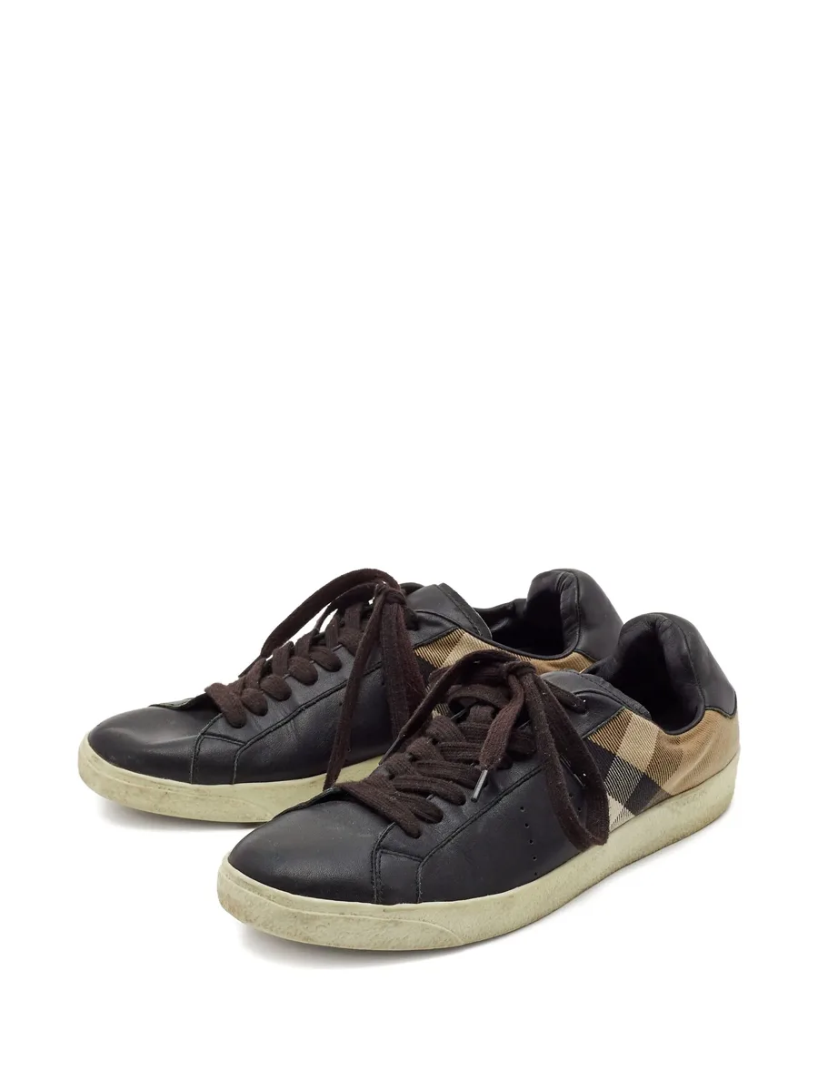 leather checked sneakers 4