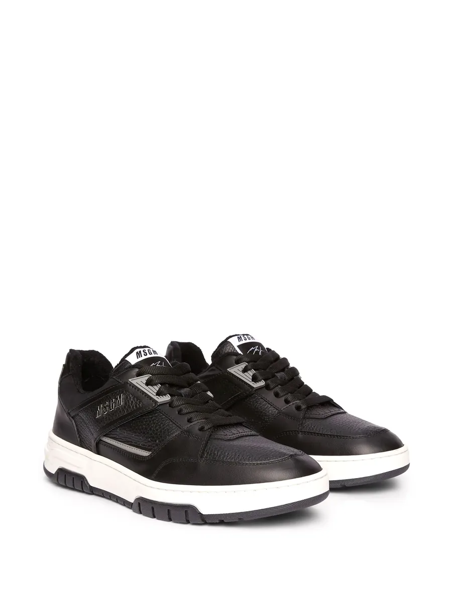 panelled leather sneakers 4