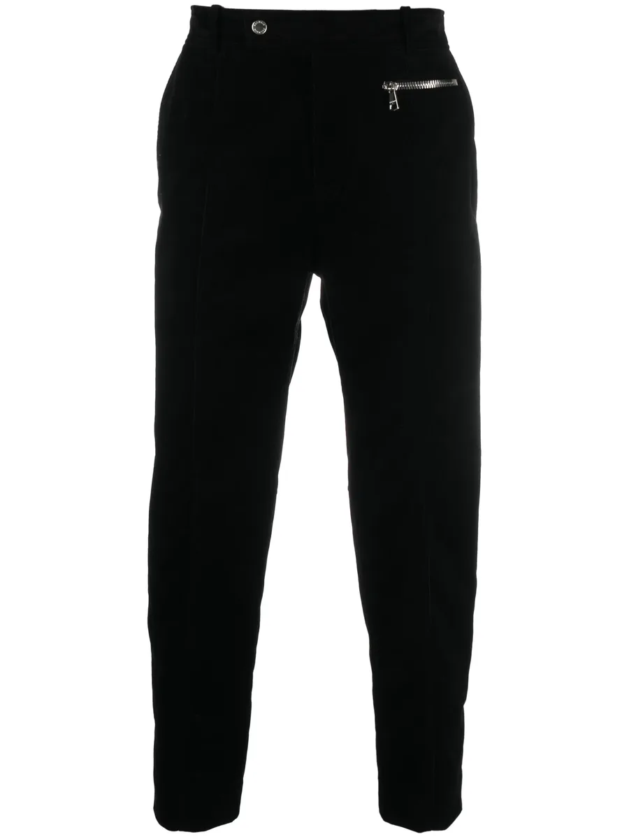 tapered-leg suede cropped trousers 2