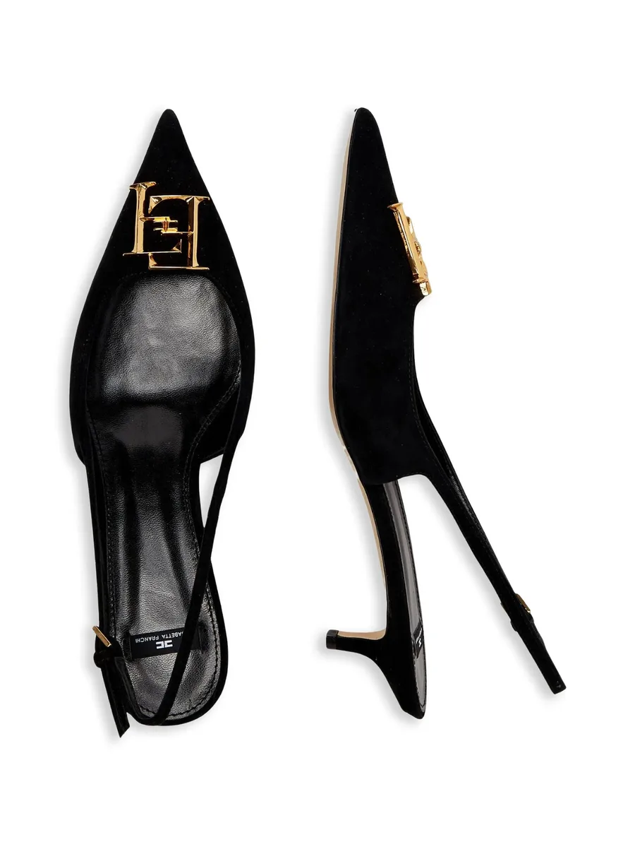 suede slingback pumps with logo detail 9