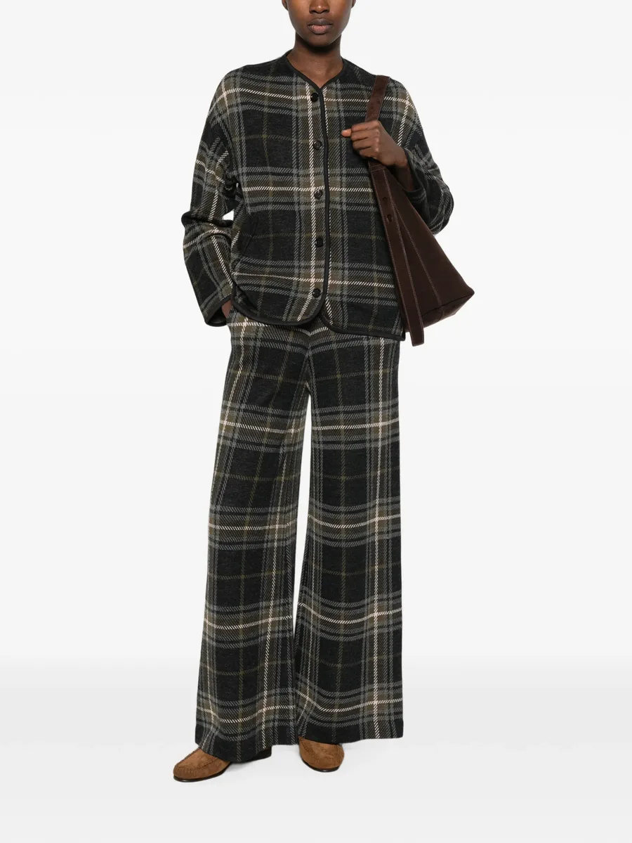 tartan-jacquard palazzo pants 2