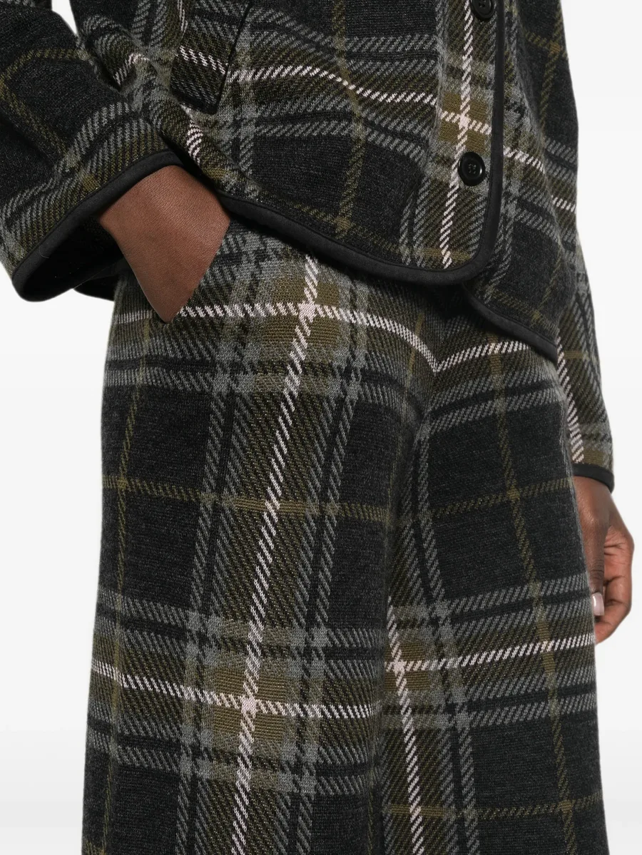 tartan-jacquard palazzo pants 5