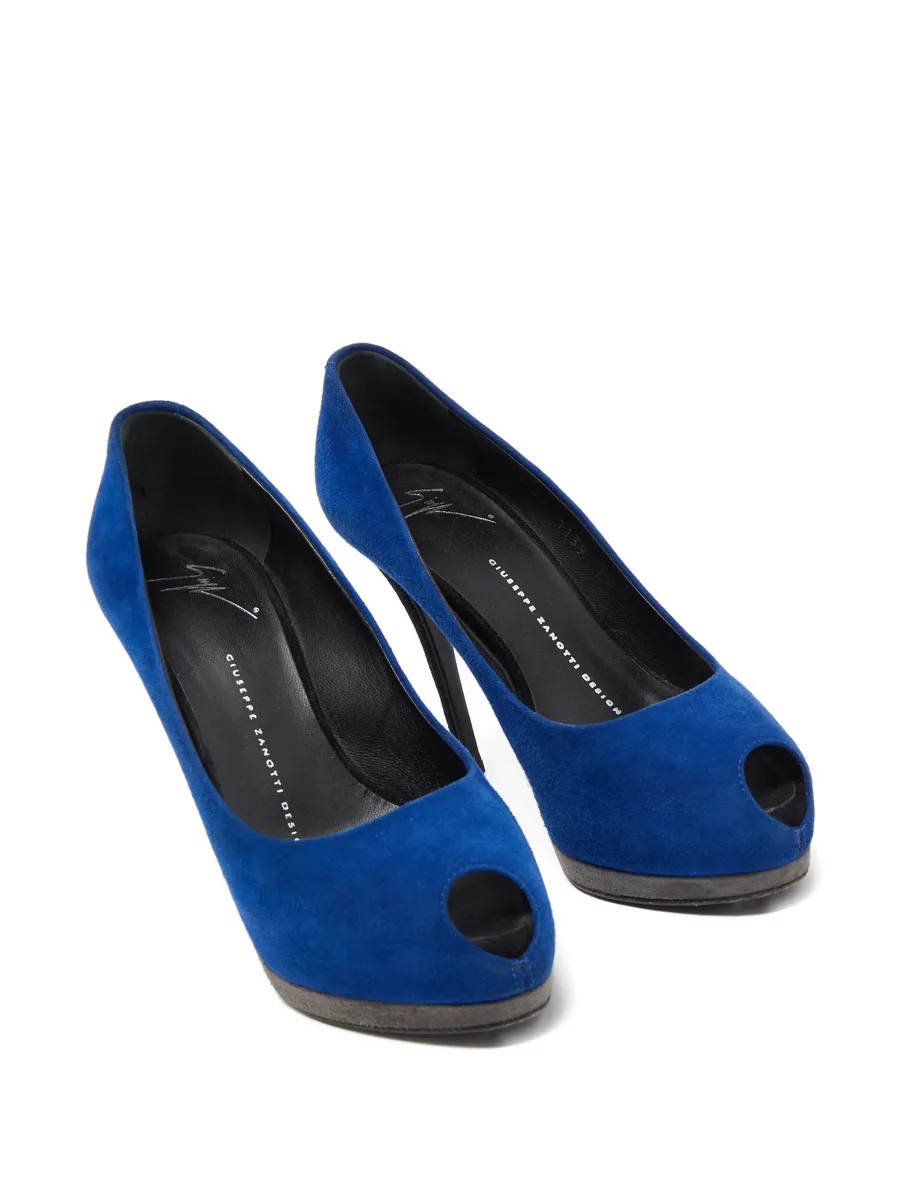 pre-owned 110mm suede peeptoe pumps 4