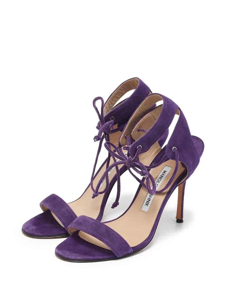 pre-owned 100mm Laramod lace-up sandals 5