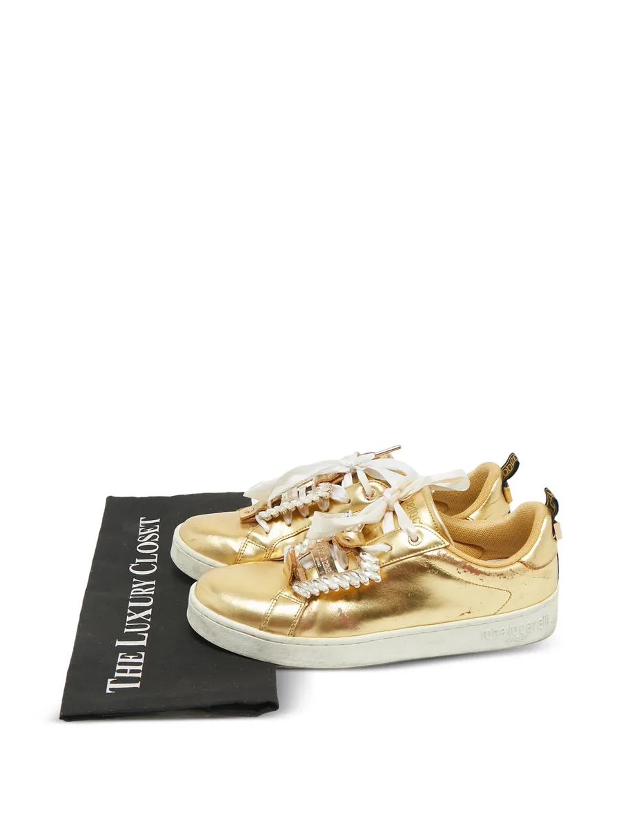 crystal-embellished leather sneakers 8