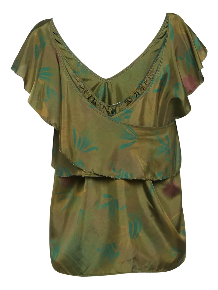 pre-owned ruffled V-neck blouse 3