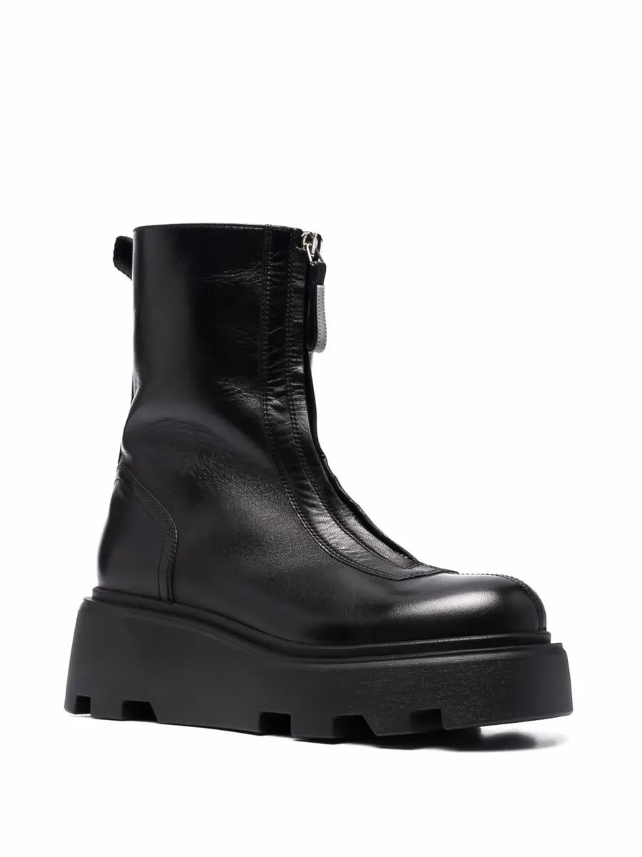 zip-front chunky leather ankle boots 3