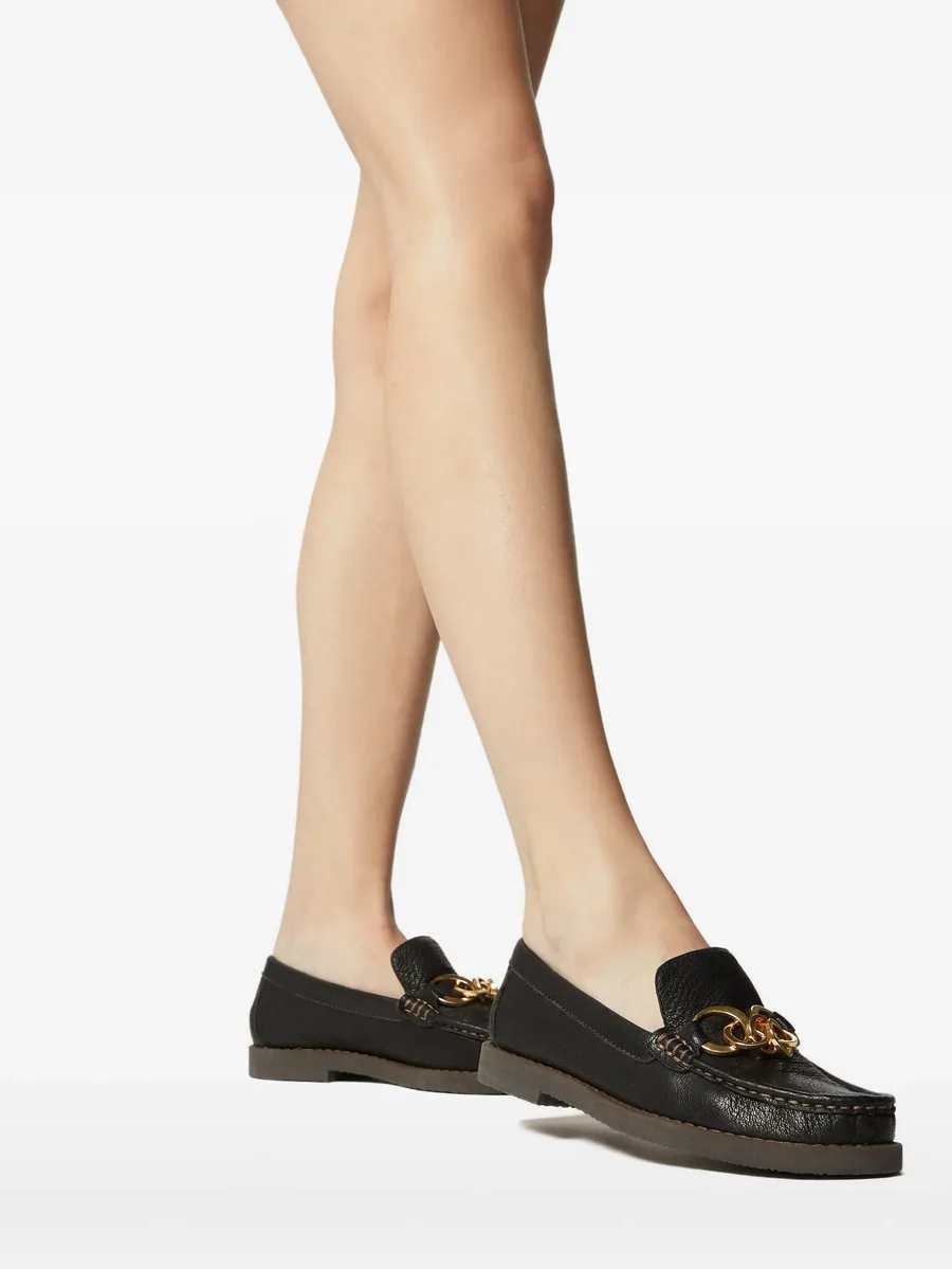 Jane chain grainy leather loafers 10