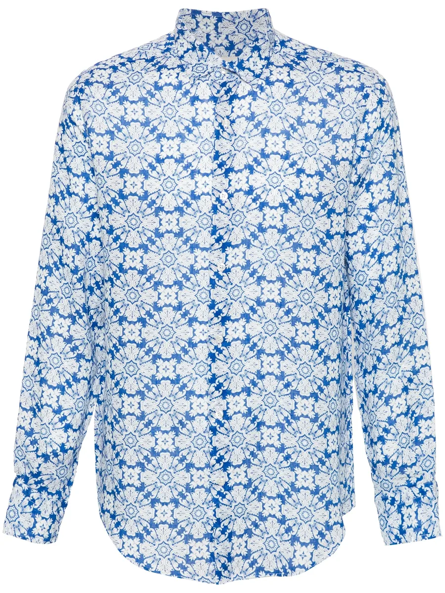 floral-print linen shirt 1