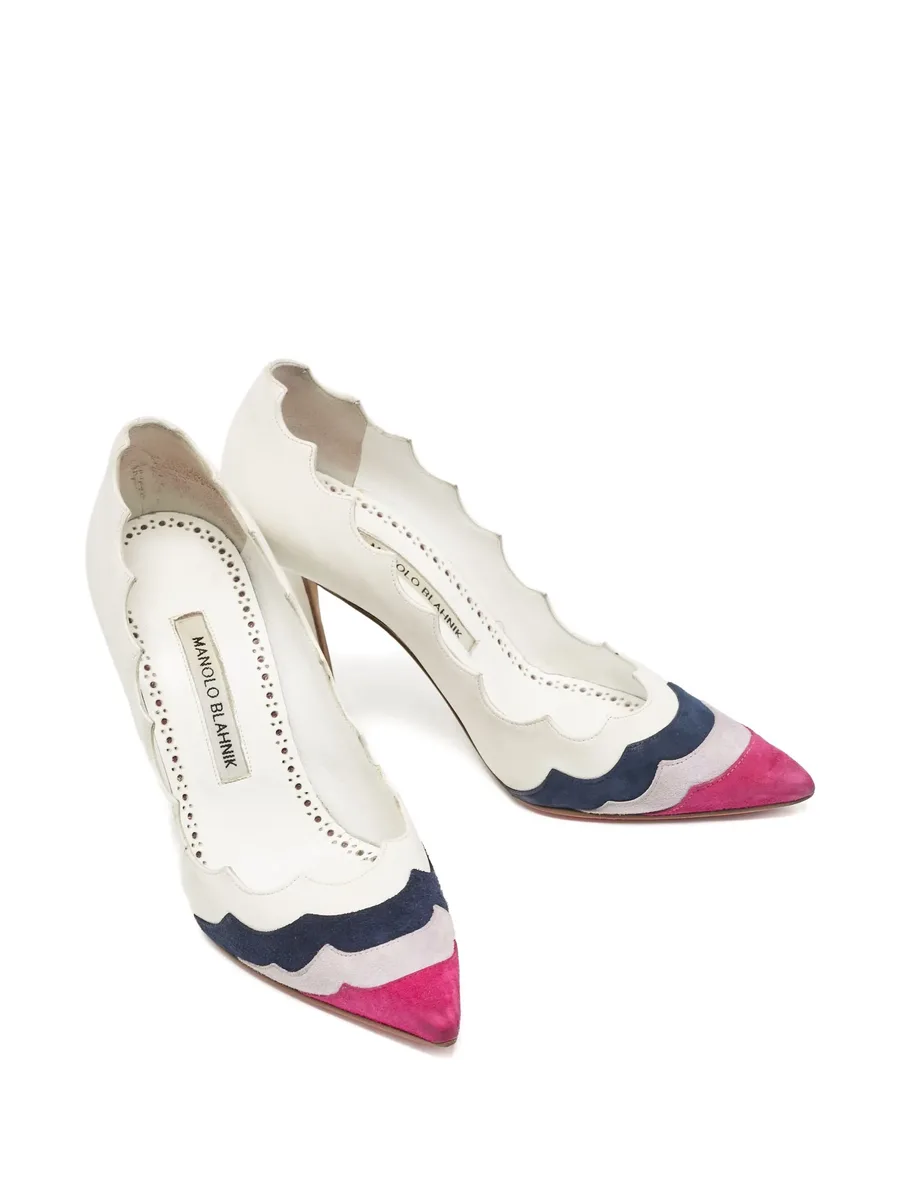 Pre-owned 105mm scalloped pumps 5