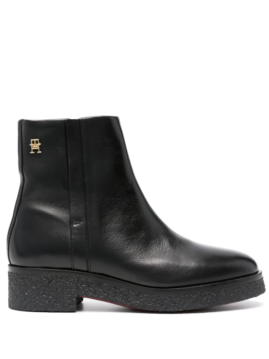 logo-plaque leather ankle boots 2