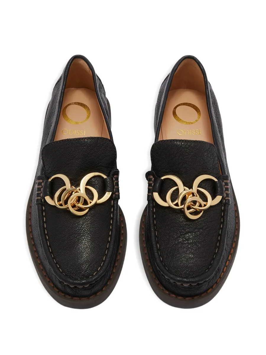 Jane chain grainy leather loafers 6