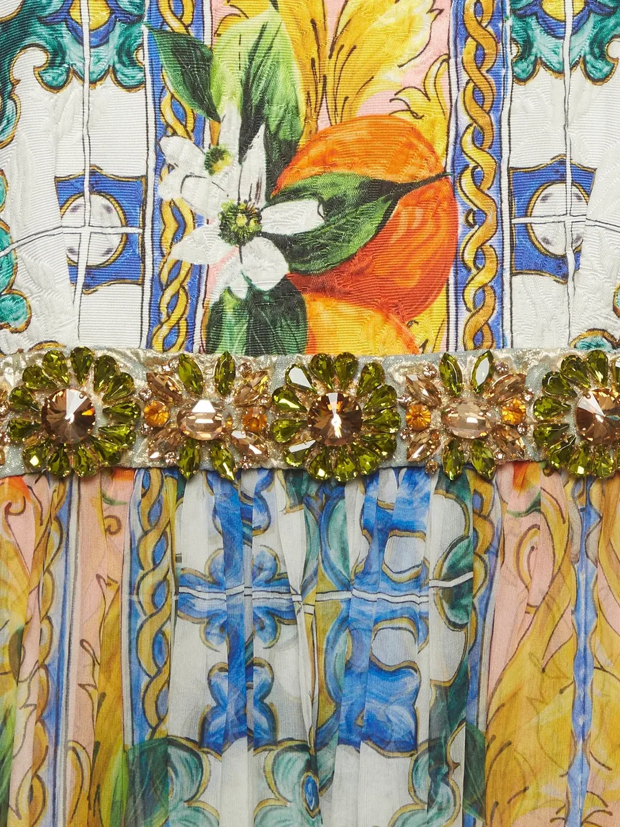 декорированное платье макси с принтом Majolica 3