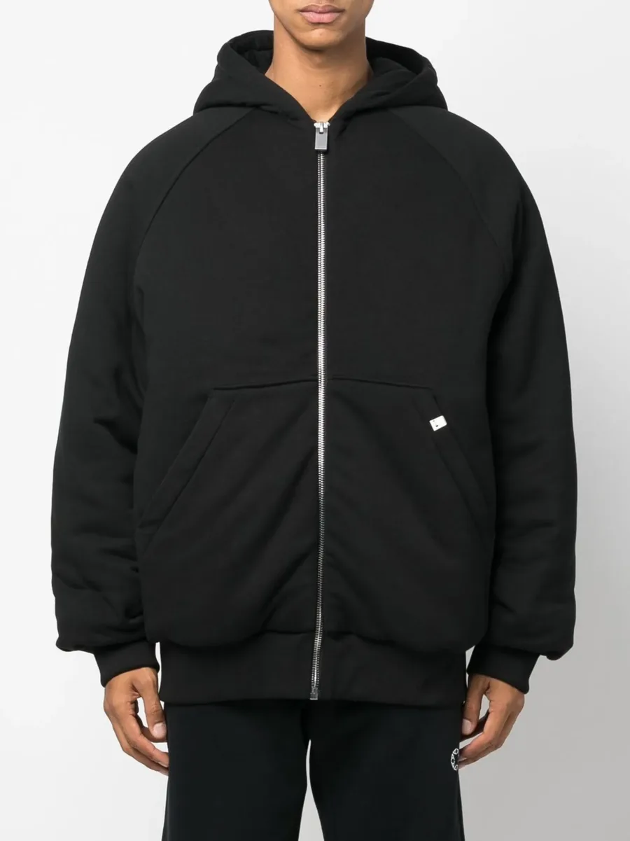 logo-embroidered hooded bomber jacket 6