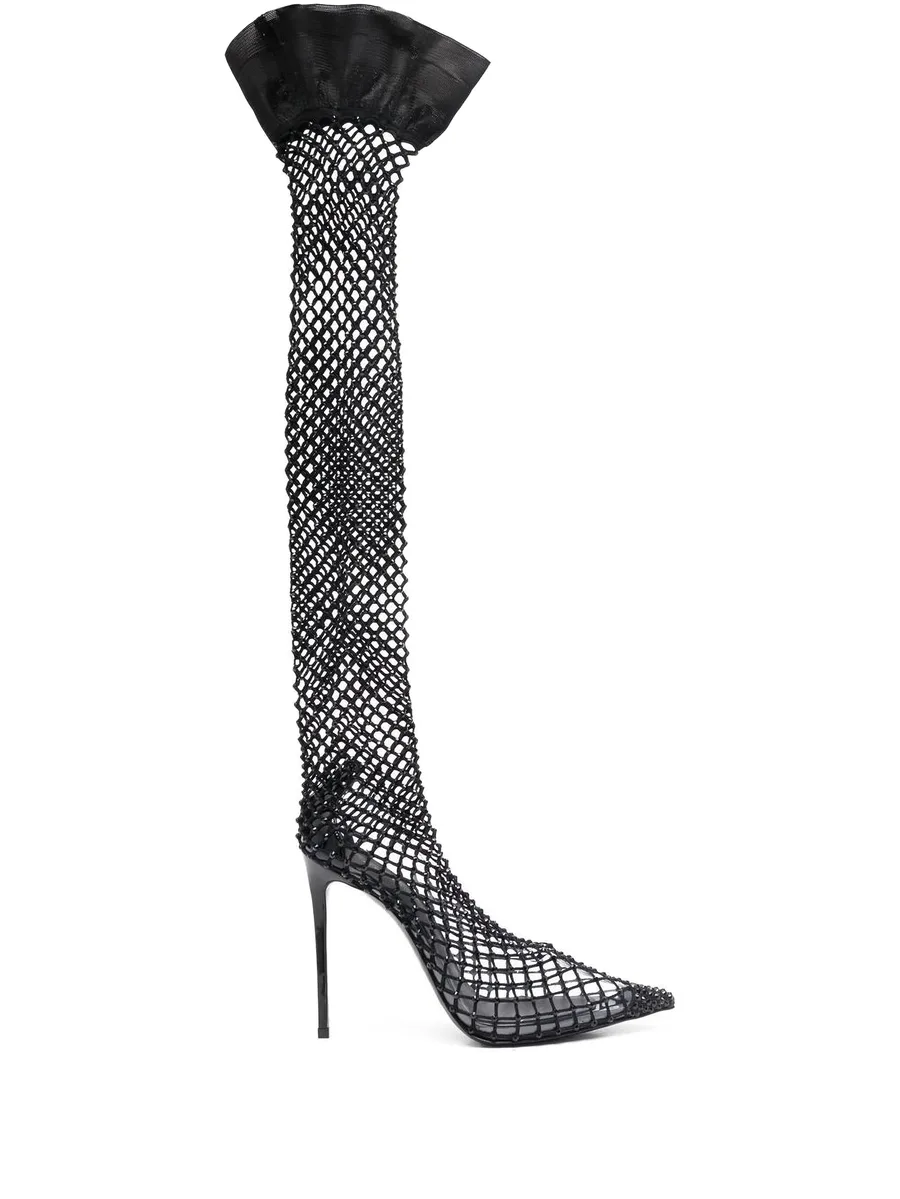 Gilda fishnet thigh-high boots 1