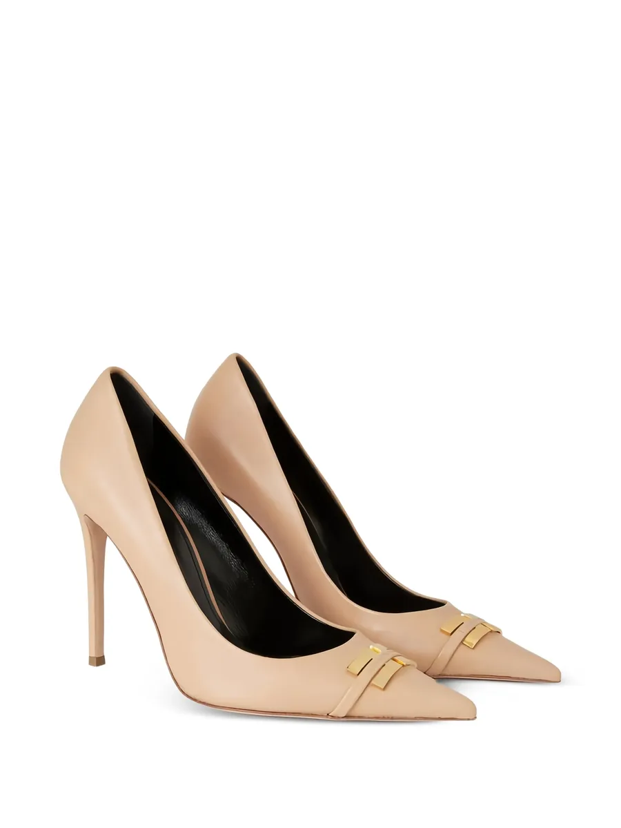 leather pumps with logo detail 4