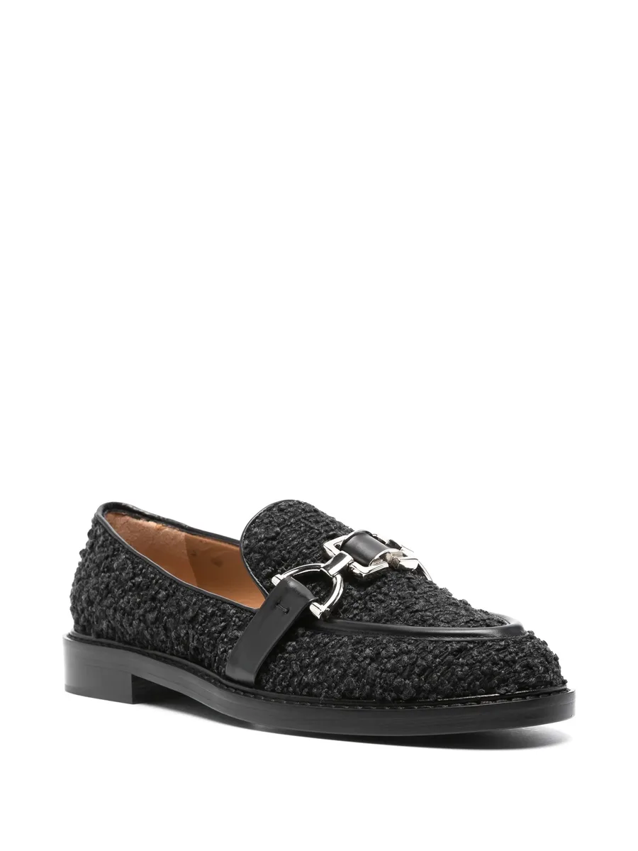 boucle-texture buckle-detail loafers 4