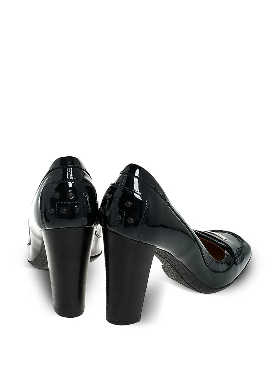 95mm patent leather block-heel pumps 7