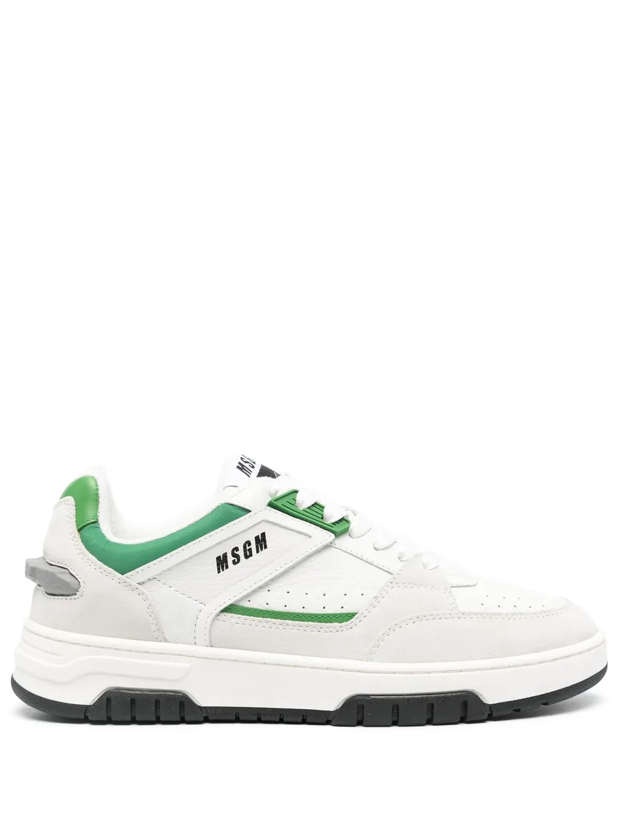 panelled leather sneakers 2