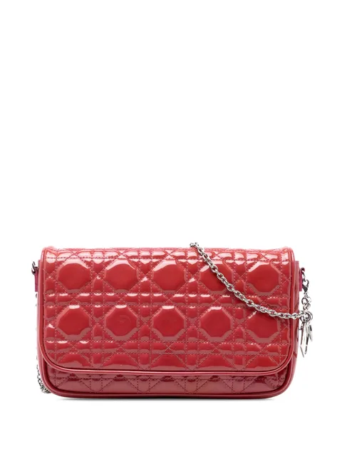 лакированная сумка через плечо Cannage Lady Dior Wallet on Chain (2011 год)
