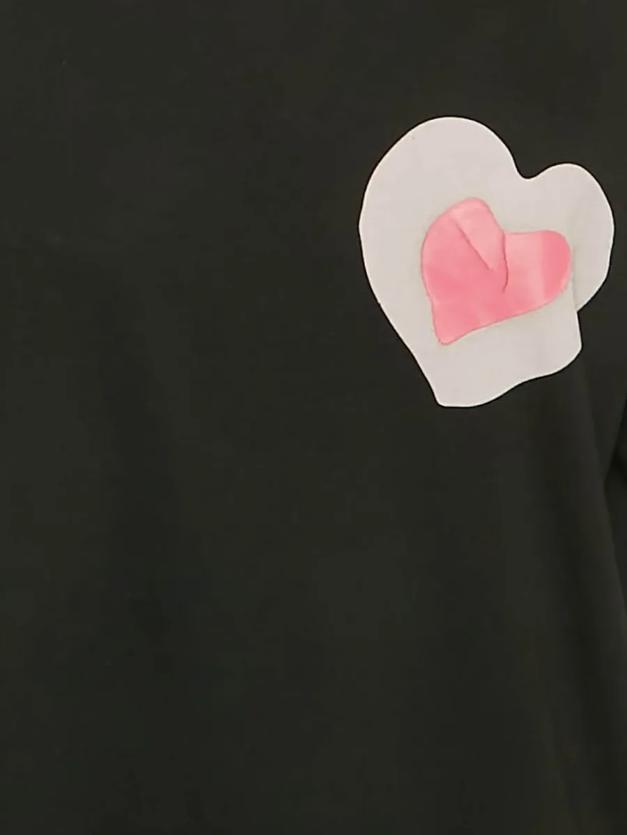 heart-appliqué cotton T-shirt 3