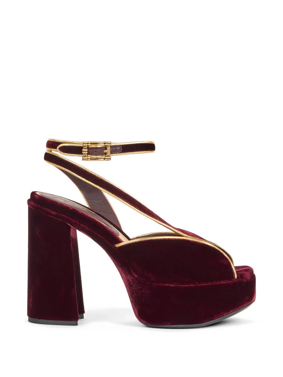 velvet metallic-trim platform sandals 2