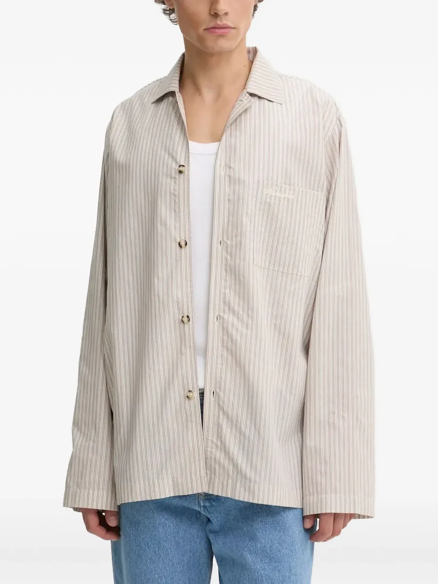 striped logo-embroidered shirt 4