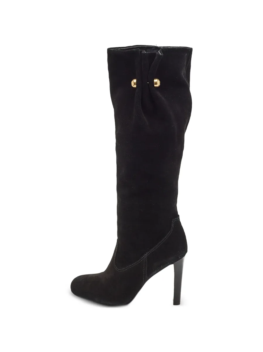 button-detail suede knee-length boots 1