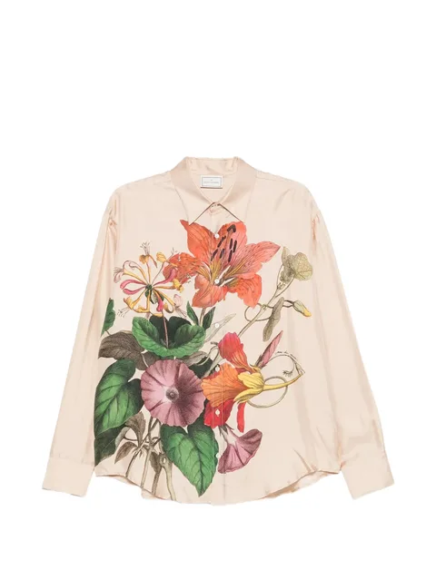 floral-print silk shirt